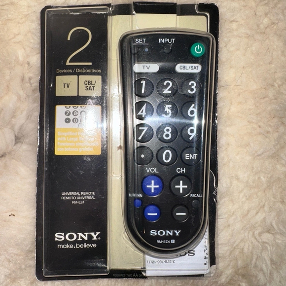 NOS 2012 SONY RM-EZ4 Big Large Button Universal Remote Control 2 Devices - Picture 1 of 6
